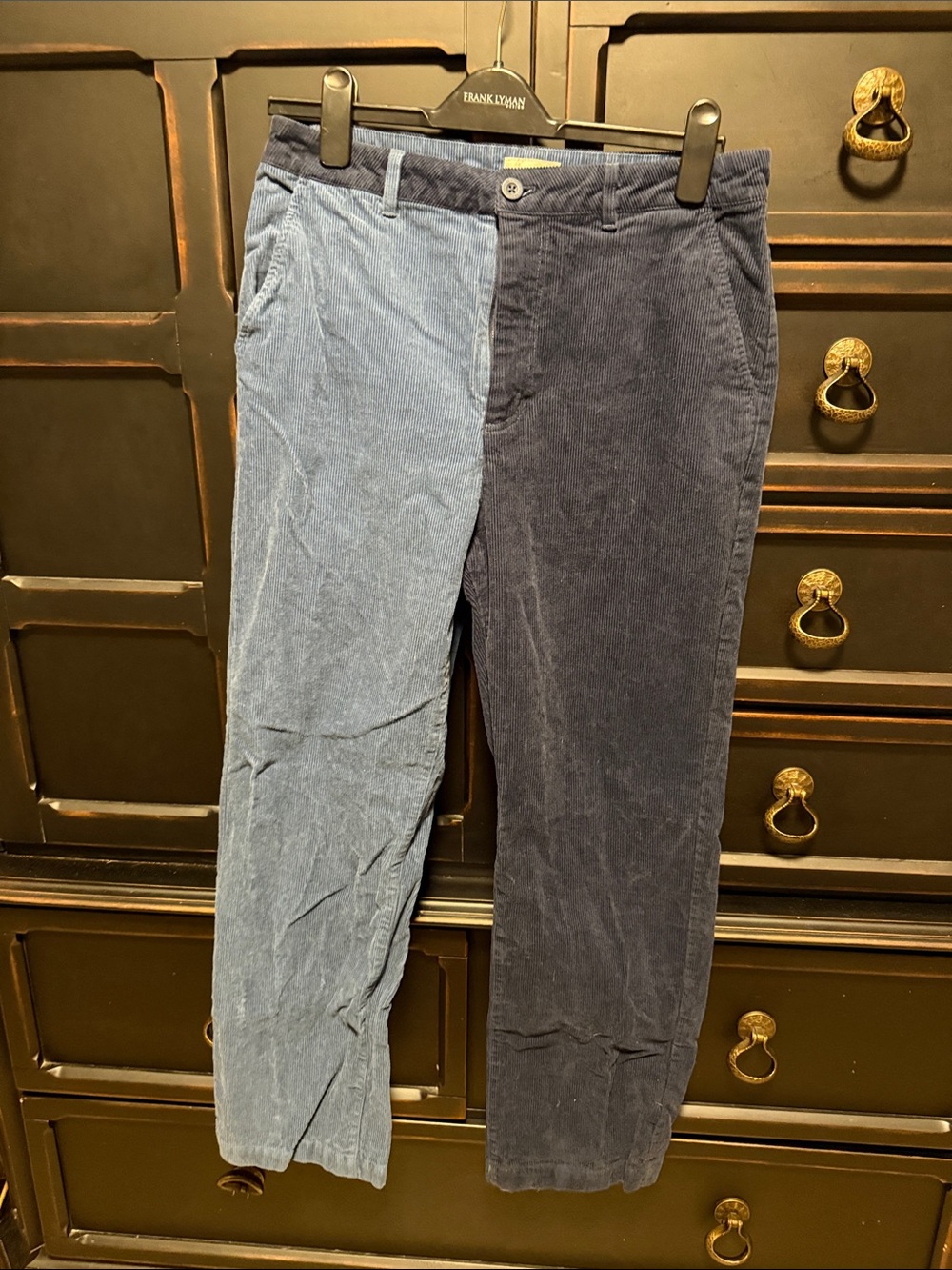 Brixton Two-Tone Corduroy Pants in Light Blue and Navy